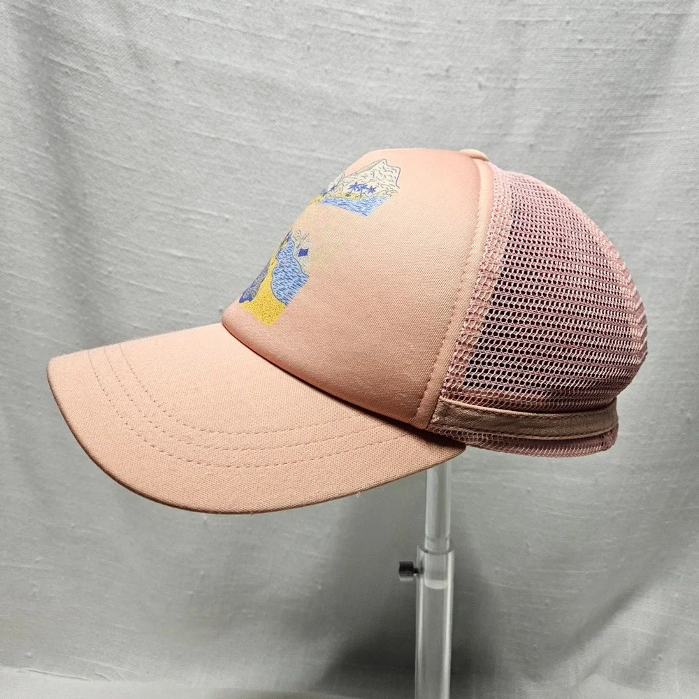 Roxy Trucker Hat Kids OS Pink Tropical Beach Graphic Mesh Snapback Baseball Cap